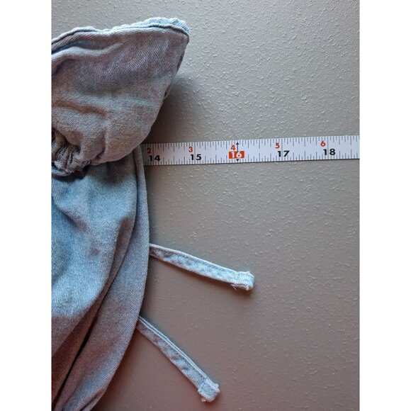 American Eagle Ruffle Denim Crop Top Womens Small  Blue Stretch Summer - Picture 6 of 7